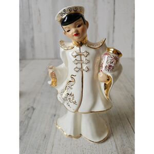Florence ceramics boy vase geisha Japanese statue dragon figurine flowers prince